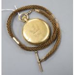 An Edwardian 18ct gold full hunter pocket watch, with engraved crest and the initials H.c.s.