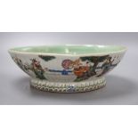 A Chinese famille rose lozenge bowl, length 26cm