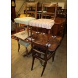 A Regency mahogany rectangular breakfast table, W.120cm, D.72cm, H.70cm and four Regency dining