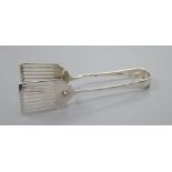 A pair of Old English pattern asparagus tongs, with pierced blades, Asprey & Co, London 1920, 4oz.
