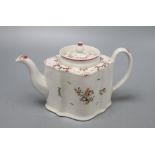 A New Hall 'famille rose' tea pot and cover, circa 1795, 15cm high