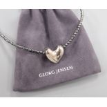 Allan Scharff for Georg Jensen, a sterling silver 'heart' pendant on hematite bead necklace, in