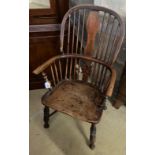 A Victorian ash Windsor armchair