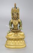 A Himalayan gilt bronze figure of Avalokiteshvara, height 18cm