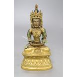 A Himalayan gilt bronze figure of Avalokiteshvara, height 18cm