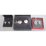 Vivianna Torun for Georg Jensen, a pair of sterling silver 'swirl' design ear clips and two other