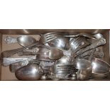 Thirty two items of 19th century silver flatware, various dates and makers and six other small items