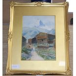 Rudolf Kargl (1878-1942), watercolour, 'Zermatt', signed, 29 x 20cm