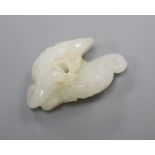 A Chinese carved white jade group of bats