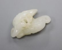 A Chinese carved white jade group of bats