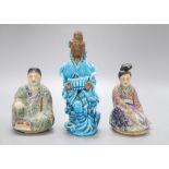 Three Chinese porcelain figures, tallest 18.5cm