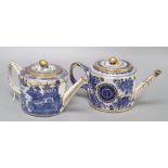 Two Chinese Qianlong blue and white teapots, tallest 13cm