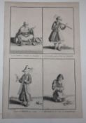 De Picart and others, a group of assorted unframed engravings including studies of the tent of the