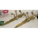 A pair of gilt metal five branch wall lights, length 98cm