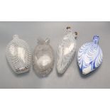 Four Nailsea glass flasks