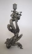 A Japanese bronze 'dragon' figure converted to a lamp, overall height 32cm