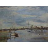 Don Garratt, oil on canvas, Yachts on an estuary, signed, 55 x 73cm