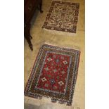 Two North West Persian prayer mats, larger 80 x 60cm