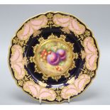 A Royal Worcester fruit painted cabinet plate, by H Ayrton, diameter 22.5cm