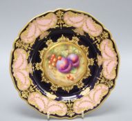 A Royal Worcester fruit painted cabinet plate, by H Ayrton, diameter 22.5cm