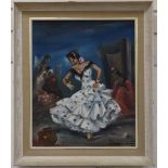 Spanish School, oil on canvas, Flamenco dancer, 55 x 45cm.