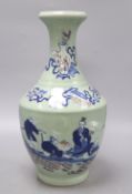 A Chinese celadon and underglaze blue vase, height 40cmCONDITION: There are surface scratches to the