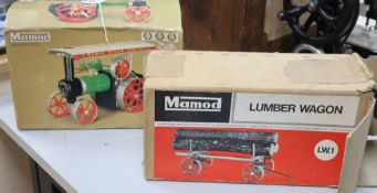 A boxed Mamod Steam Tractor and boxed Lumber Wagon