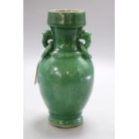 A Chinese green Langyao vase, c.1800, height 23cmCONDITION: There is a large split reaching from his