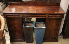 An early Victorian mahogany pedestal sideboard, W.142cm, D.54cm, H.108cm