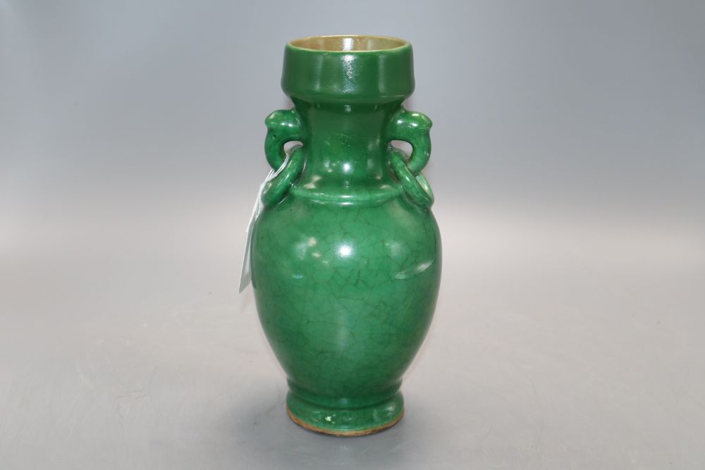 A Chinese green Langyao vase, c.1800, height 23cmCONDITION: There is a large split reaching from his - Bild 3 aus 7