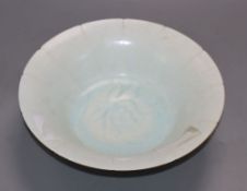 A Chinese Qingbai-type bowl, diameter 23cmCONDITION: Heavily discoloured crazing throughout and