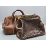 Two Gladstone type bags, one in crocodile skin