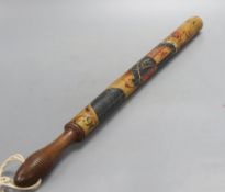 A Victorian painted wood Special Constable truncheon, for St Mary at Lambeth, overall length 54cm