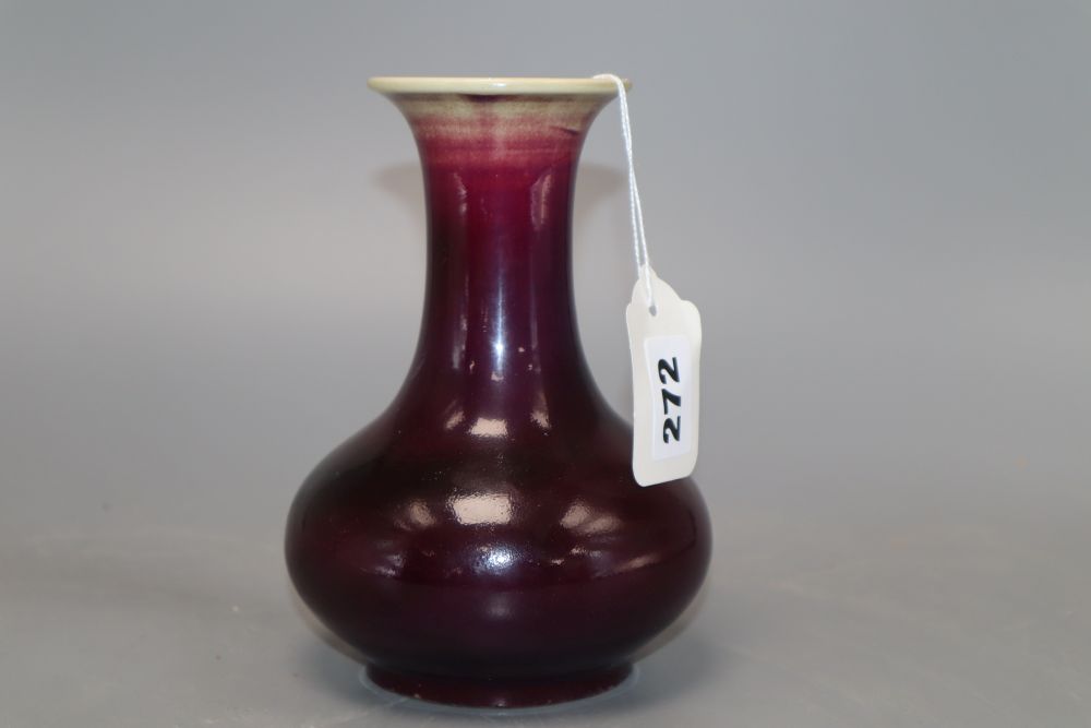 A 19th century Chinese aubergine glazed vase, height 16cm - Bild 3 aus 5