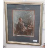 French School (19th century), portrait of a seated elderly lady, pastel, 33 x 26cm