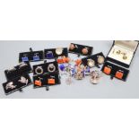 Three pairs of white metal figural cufflinks and eighteen pairs of white metal and stone/glass