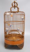 A Chinese bamboo bird cage, height 49cm