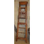 A wooden step ladder, Ramsay of Forfar, W.44cm H.189cm