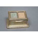 An Edwardian silver double stamp box, with slant front, Henry Matthews, Birmingham, 1903, width