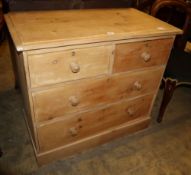 A late Victorian pine chest, W.90cm, D.48cm, H.80cm