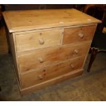 A late Victorian pine chest, W.90cm, D.48cm, H.80cm