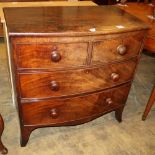 A Regency mahogany four drawer bowfront chest, W.88cm, D.50cm, H.88cm