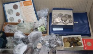 A group of 19th/20th century UK and World coins including florins and crowns