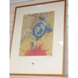 After Salvador Dali, lithograph, Abstract with figure, inscribed in pencil, 40 x 31.5cm