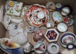 A collection of Royal Copenhagen, Crown Derby, Halcyon Days and other miniature ceramics