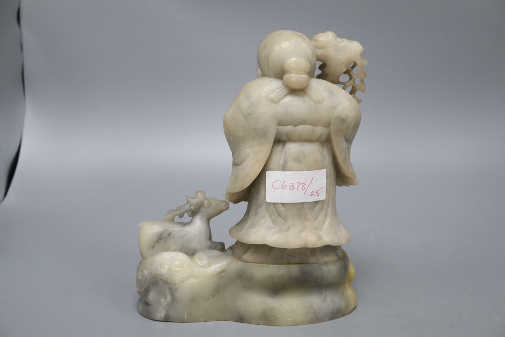 A Chinese carved soapstone figure of a sage, height 23cm - Bild 2 aus 2