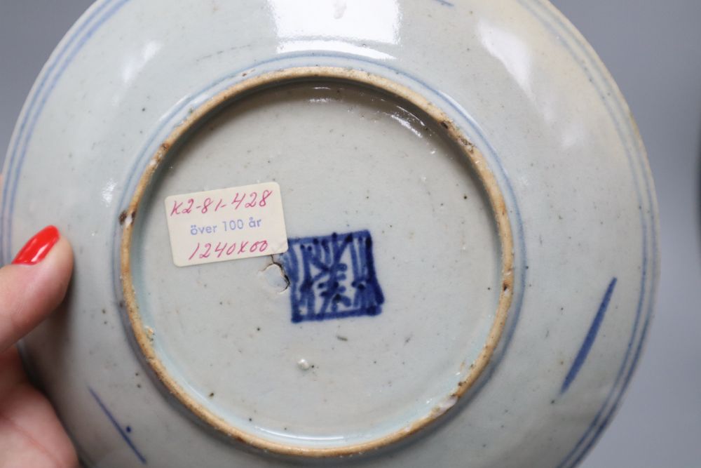 A Chinese blue and white jar, a dish and an Indian porcelain box and cover, tallest 20cmCONDITION: - Image 8 of 8