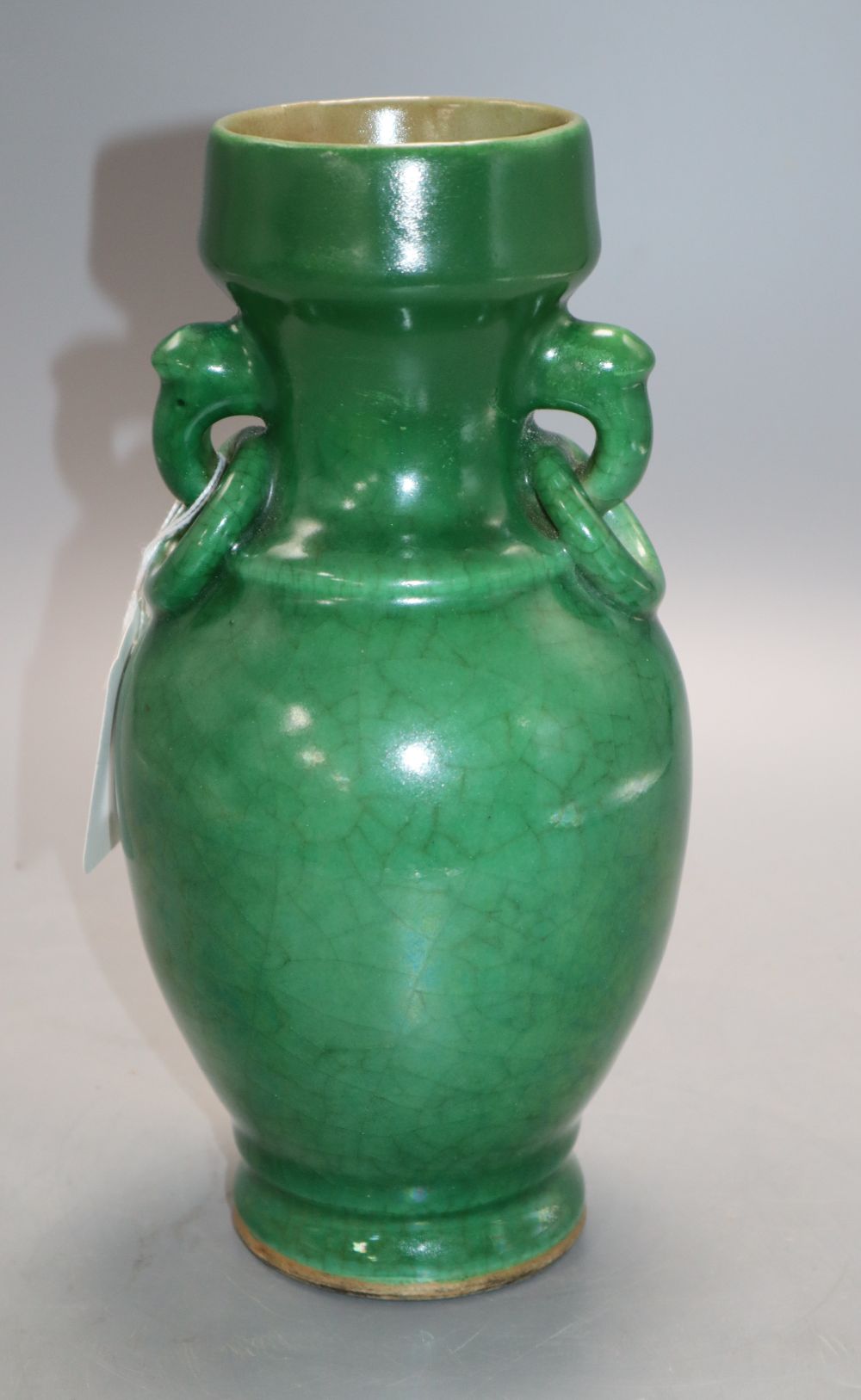 A Chinese green Langyao vase, c.1800, height 23cmCONDITION: There is a large split reaching from his - Bild 2 aus 7