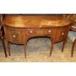 A George III mahogany bowfront sideboard, W.137cm, D.61cm, H.81cm