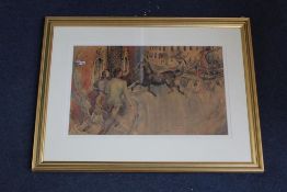 Albert Ludovici (1820-1894), watercolour, Figures and carriage in St. James Square, 26 x 43cm signed